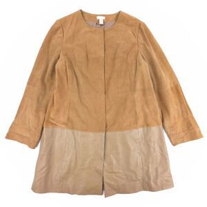CHICOS Suede Car Coat Roadster Leather Melbourne Taupe Elevated Western Boho‎